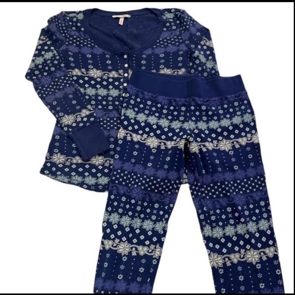 Victoria’s Secret 2 Piece Pajama Set Thermal Christmas Fair Isle Winter Size XS
